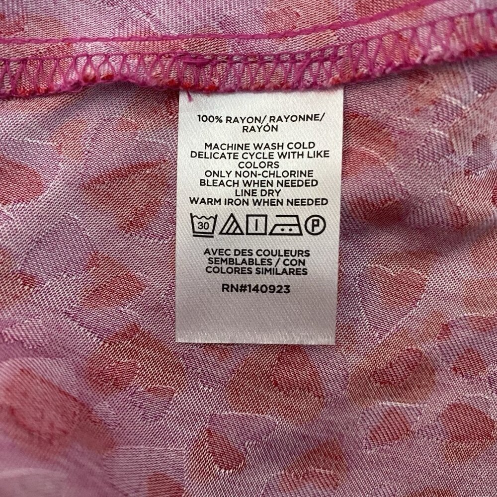 Loft Bias Midi Skirt Size M Pink Red All Over Heart Print Y2K 90s Flowy Romantic - Picture 10 of 13